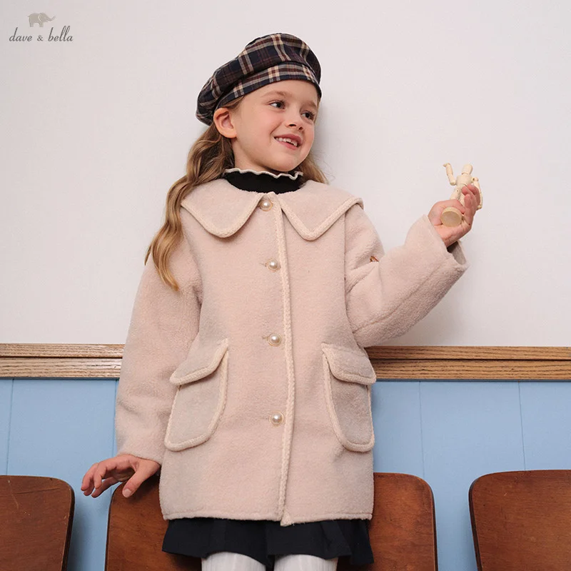 

Dave Bella Girls Coat Autumn Winter Baby Kids Thick Plush Lapel Jacket Casual Outerwear Cute Princess Children Clothes DK4242767