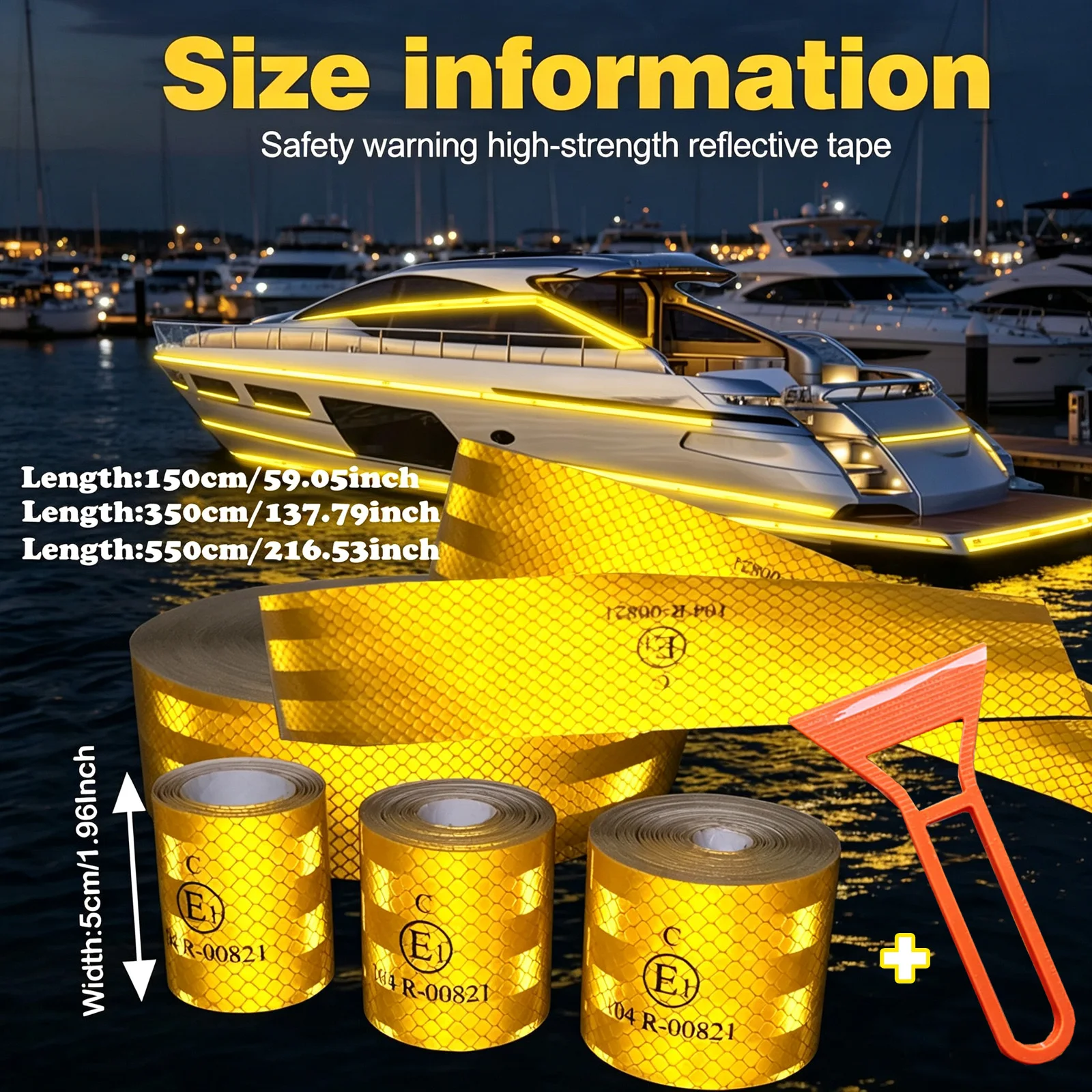 Yellow High Visibility 104R Reflective Tape Safety Warning Reflective Tape Waterproof Self-adhesive Tape For Trailer