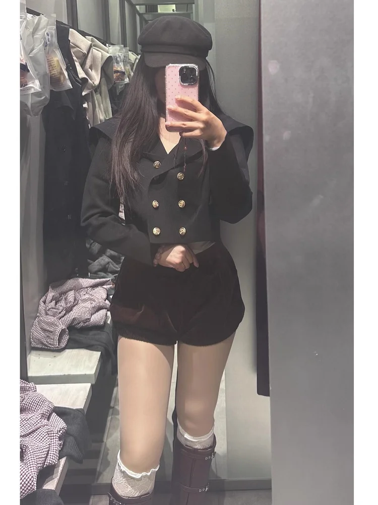 

Fall 2025 New Arrival Women's Commute Knitted ort Jaet Double-breasted Open Cardigan Regular Fit Casual Polyester Fiber