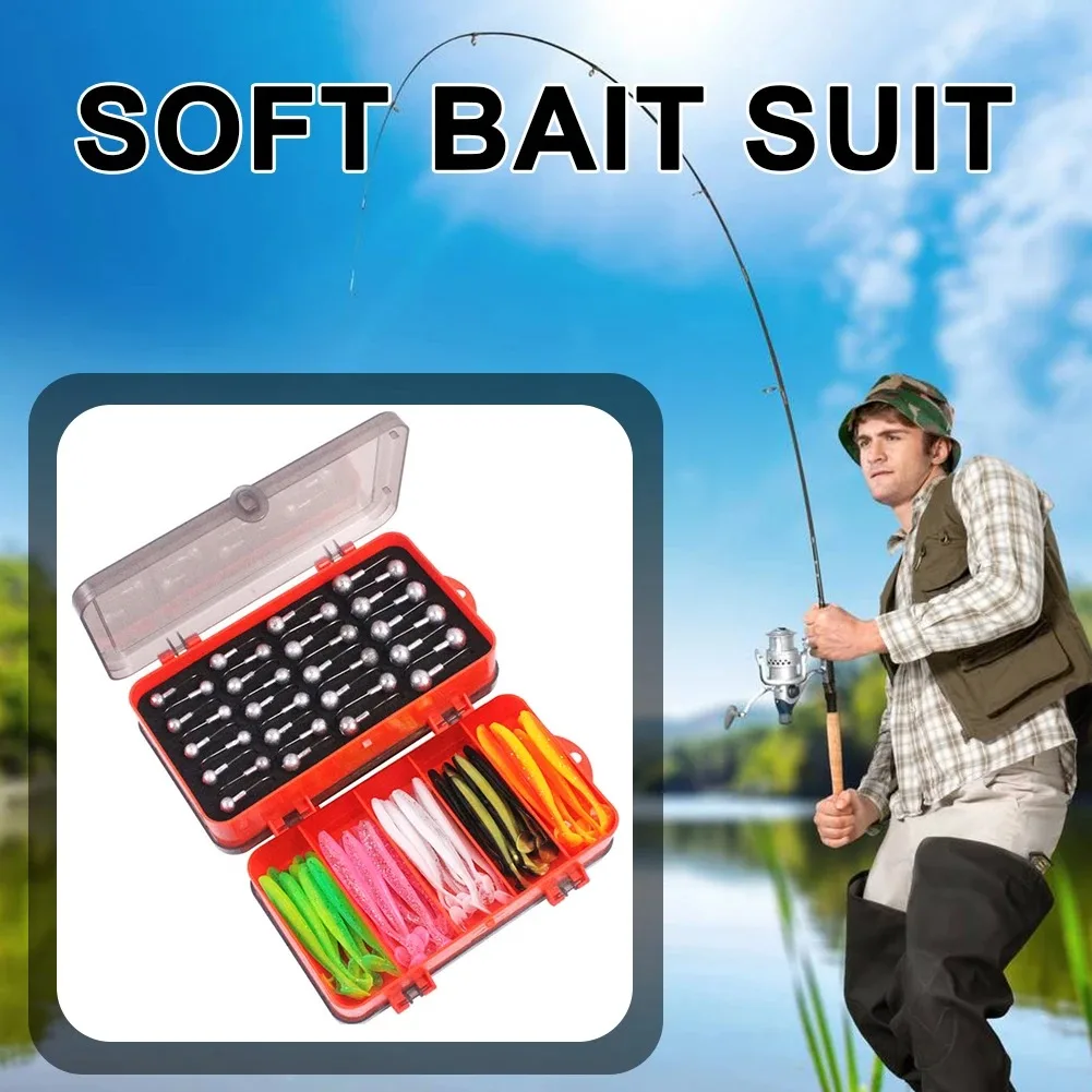 

86pcs Fishing Tackle Box Set with Crank Jig Heads Hooks & Soft Plastic Lures for Bass Trout Freshwater,Assorted Jig Head Kit
