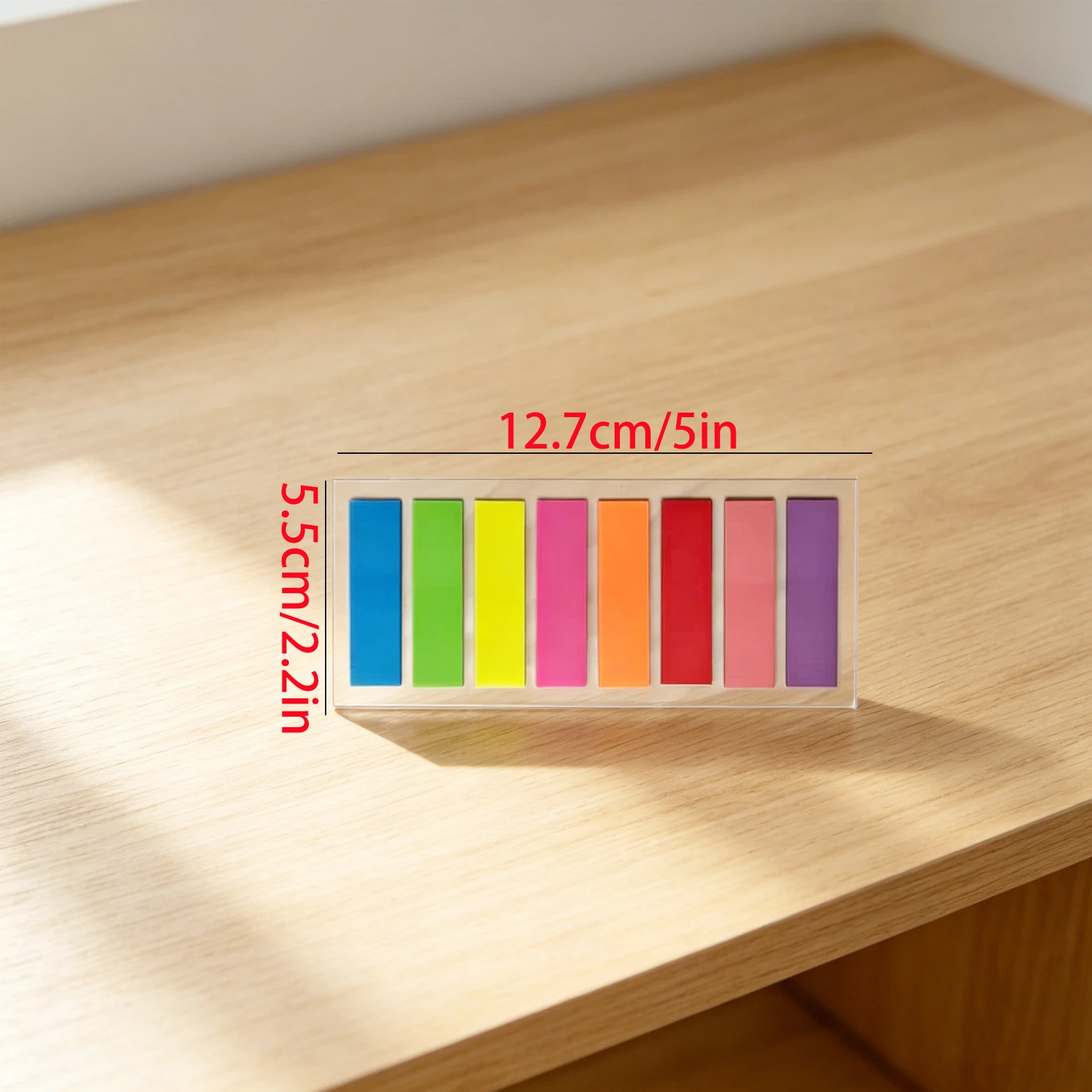 8 Colors Neon Arrow&Straight PET Index Tabs, Transparent Fluorescent Self-Adhesive Sticky Page Markers for Students&Note Taking