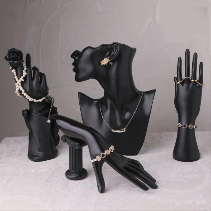 Classic Mannequin Holder Black Jewelry Display Resin Necklace Bust Holder Display Set Jewelry Display Bust