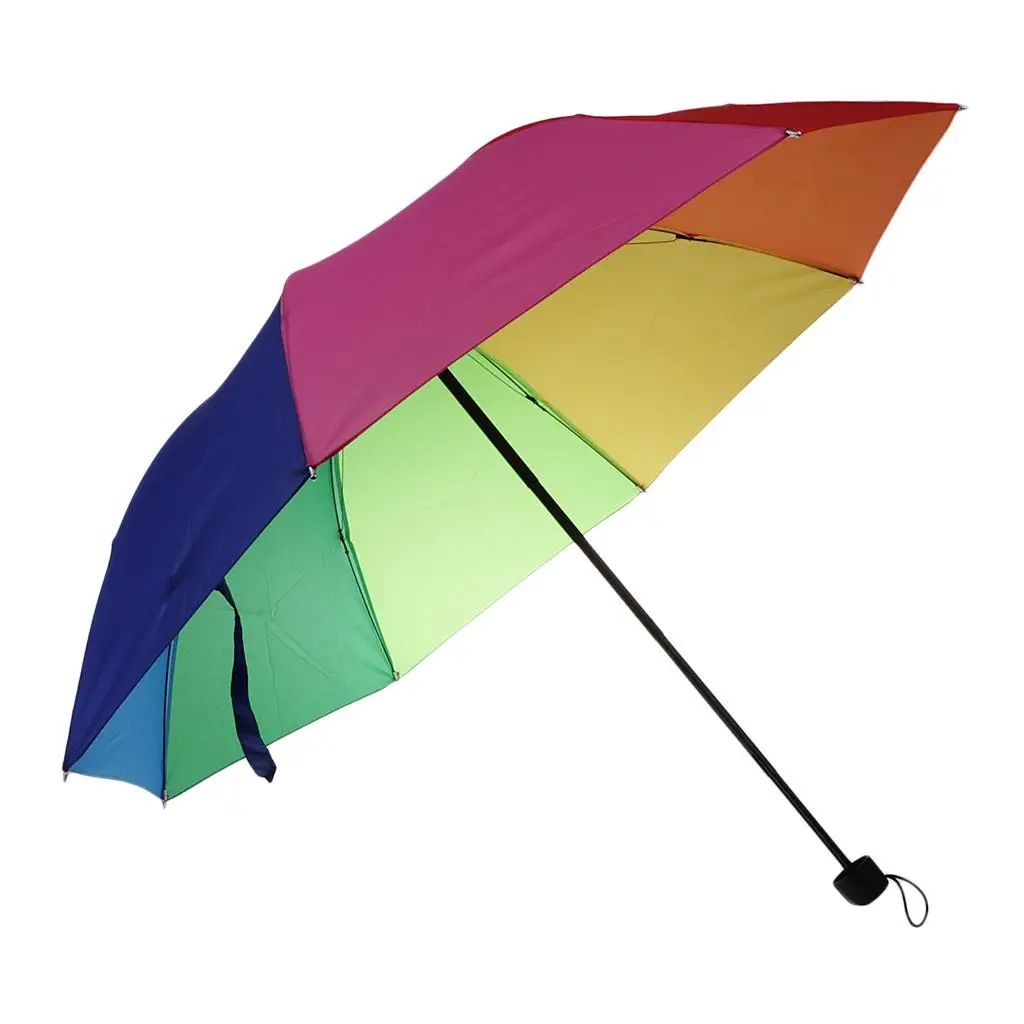 Umbrella Windproof Automatic Windproof Rainbow 3 Folds Unisex for 1-2 People