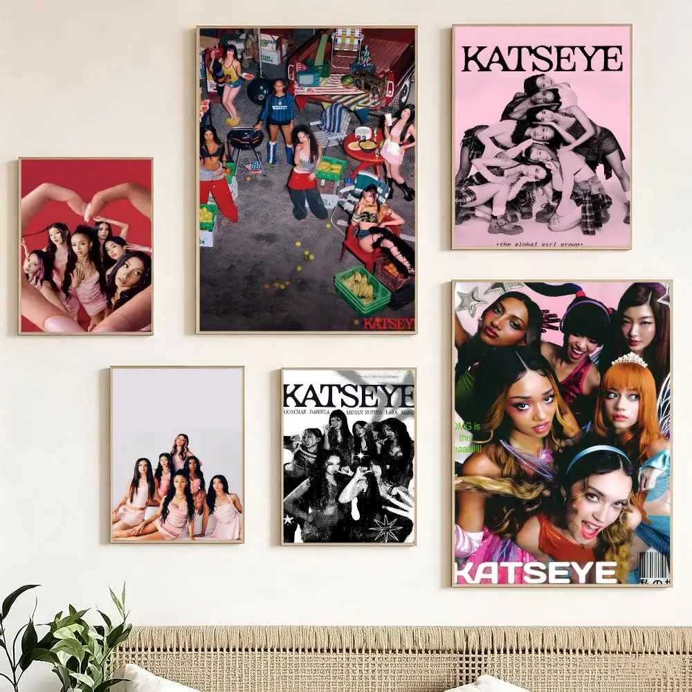 Girl Group K-Katseye Poster impermeable para el hogar sala de estar dormitorio bar decoracion estetica