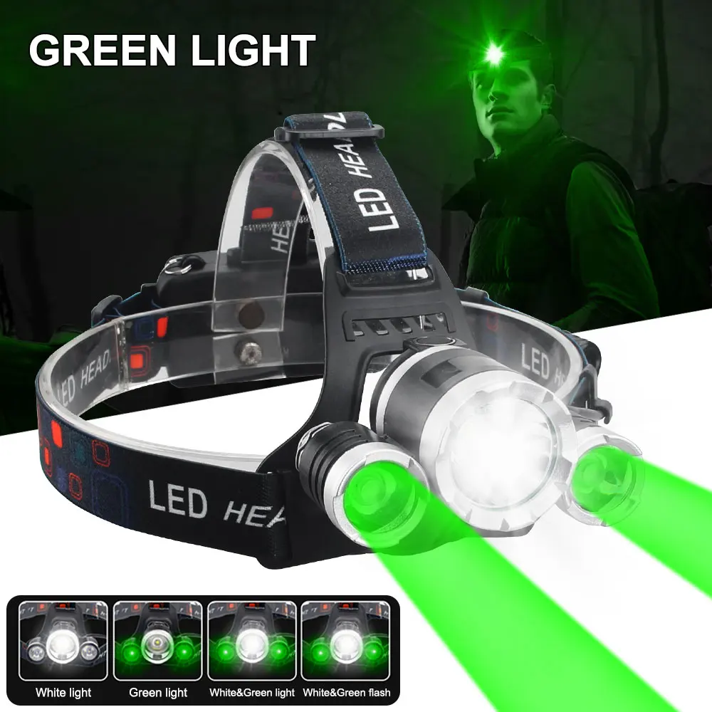 90 ° Супер яркий светодиодный налобный фонарь, аккумулятор 18650, фара для рыбалки, налобный фонарь, 4 шестерни, водонепроницаемый налобный фонарь для охоты и кемпинга