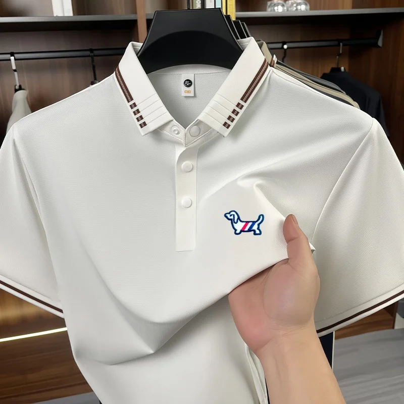Men's Summer Short Sleeved Polo Shirt High-Quality Cartoon Dog Embroidered T-Shirt Casual Fashionable Hot Selling Men's Clothing