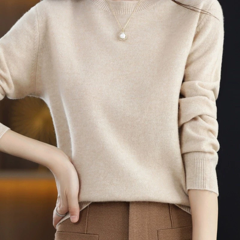 

Autumn/winter Casual O-Neck Sweater for Women 2025 Warm Solid Screw Thread Sweater Women Loose Pullover Knitwear Woman
