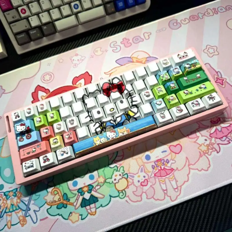 

Hello Kittys Keycap Sanrios Cartoon Mechanical Keyboard Keycaps Pbt Key Caps Cute Accessories Kittys Keycaps Girl Birthday Gift
