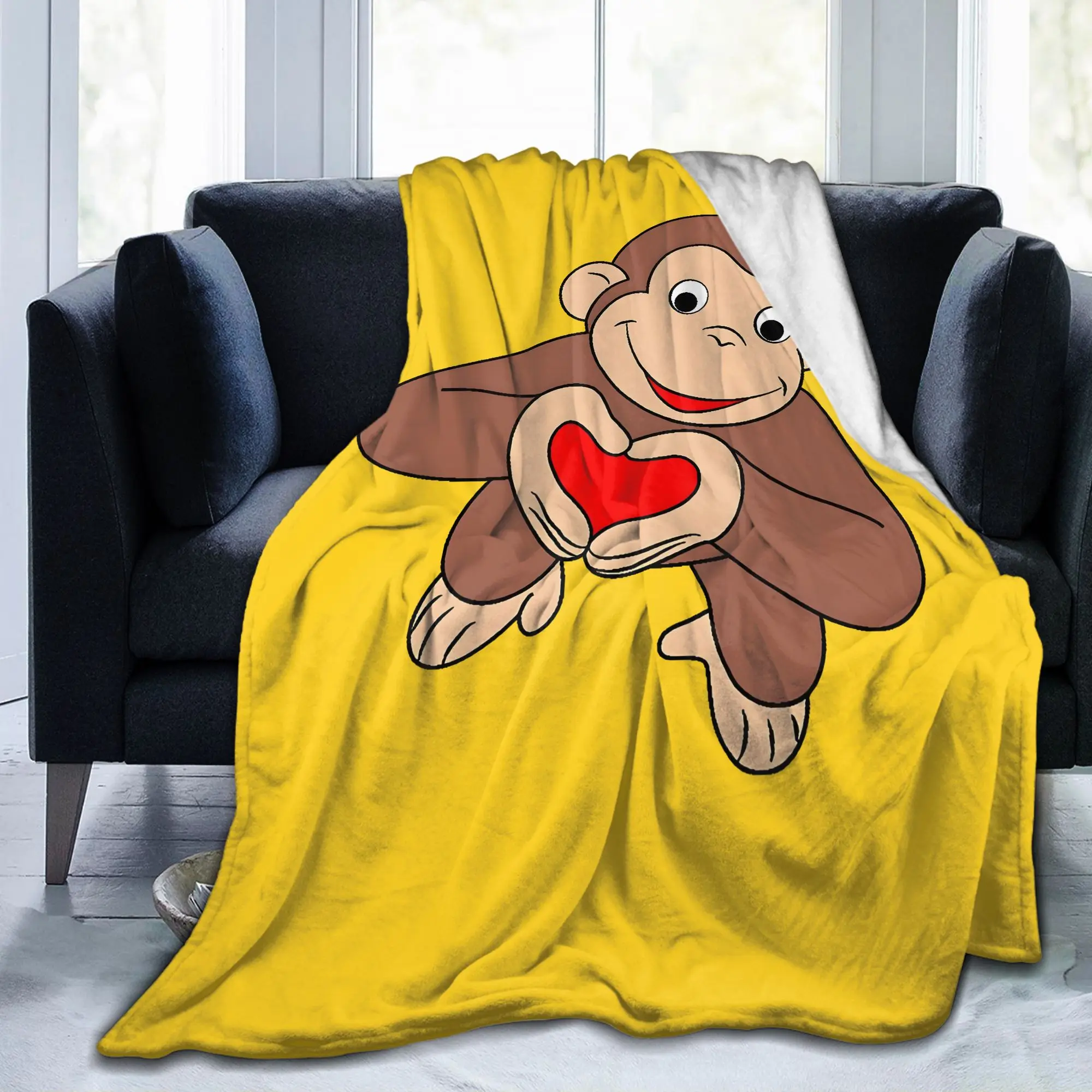 Custom Ultra-Soft Fleece C-Curious G-Georges Throw Blanket Warm Flannel Cartoon  Blankets for Bedding Office Couch Quilt