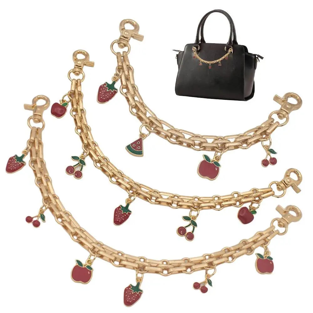 

HOT Fashion Rope Chain Apple Cherry Strawberry Bag Pendant New Trend Cherry Fruit Pendants Women Girls Clothing Chain Bag Decors