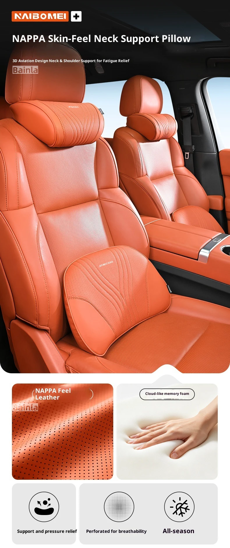 2026 NEUE Auto-Kopfstütze, Für JAECOO J5 EV J6 J7 J8 2025, Auto-Nackenkissen Lendenkissen Nackenstütze Sitz Auto-Innenausstattung Zubehör – Detail 1