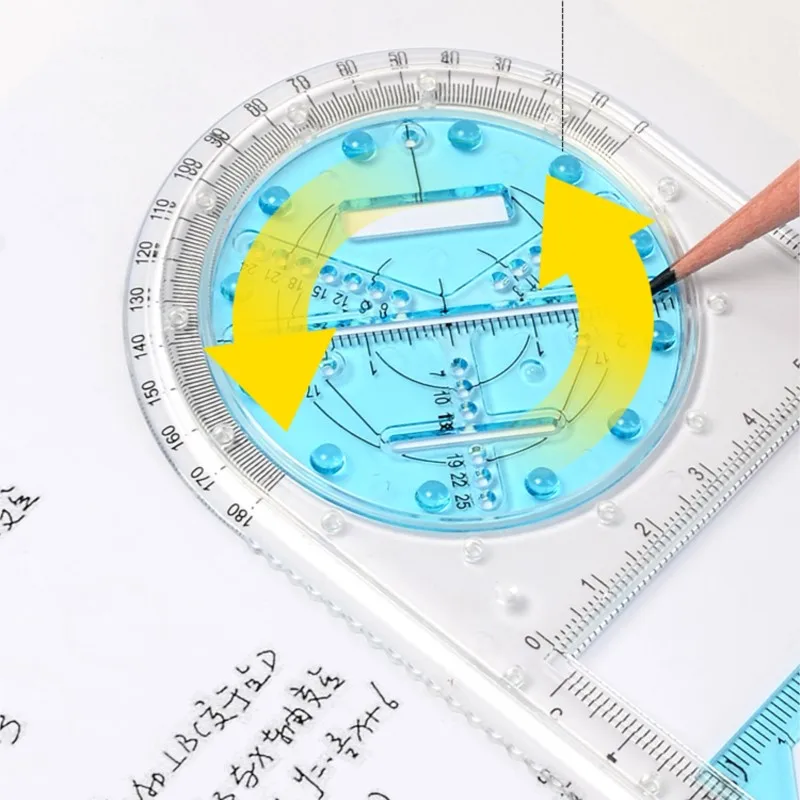 Multi-function drawing ruler set Geometric figure ruler Primary school mathematics drawing template junior middle/high school