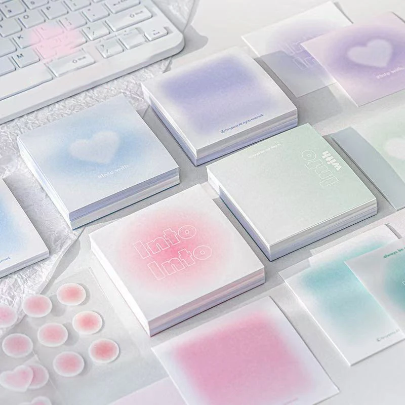 Cuaderno de notas adhesivas multifuncional ins gradiente pequeño papel de ácido sulfúrico fresco página interior papel ladrillo nota adhesiva