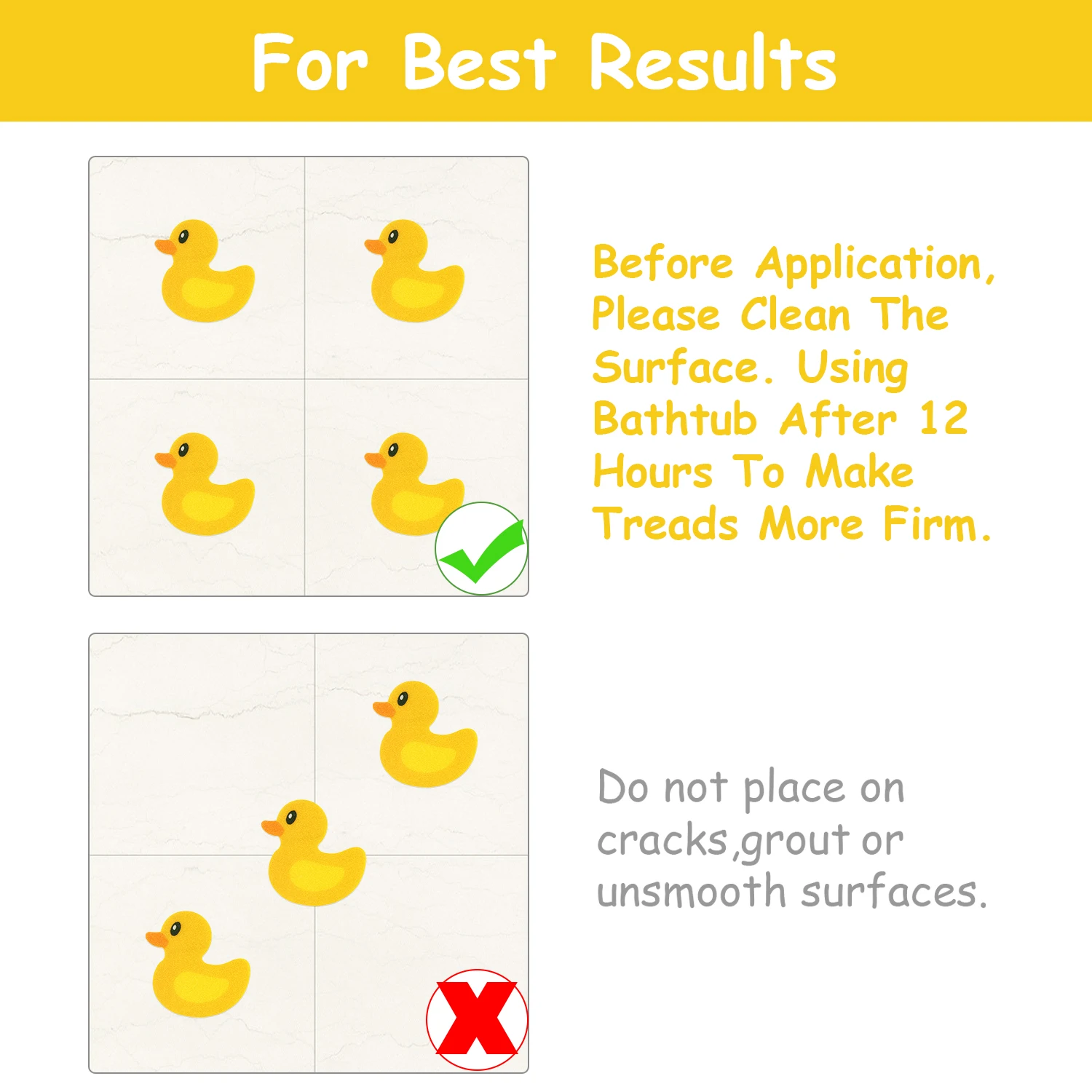 10PCS Of Small Yellow Duck Cartoon Anti-slip Stickers, Indoor Floor Anti-slip decorative stickers view 3