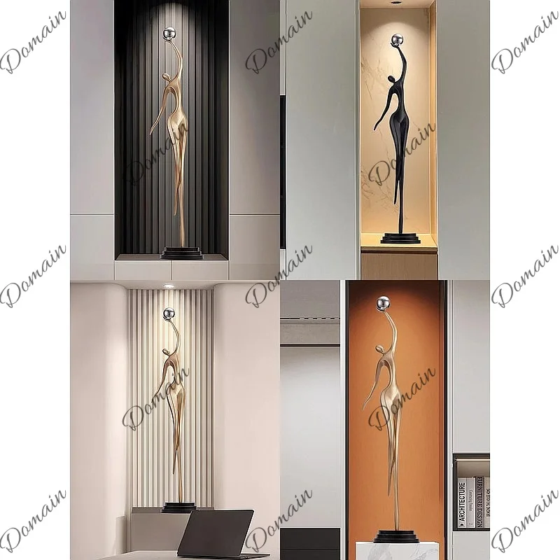 Modern Luxury Abstract Figure Floor Sculpture for Living Room Hallway Creative Art Decor