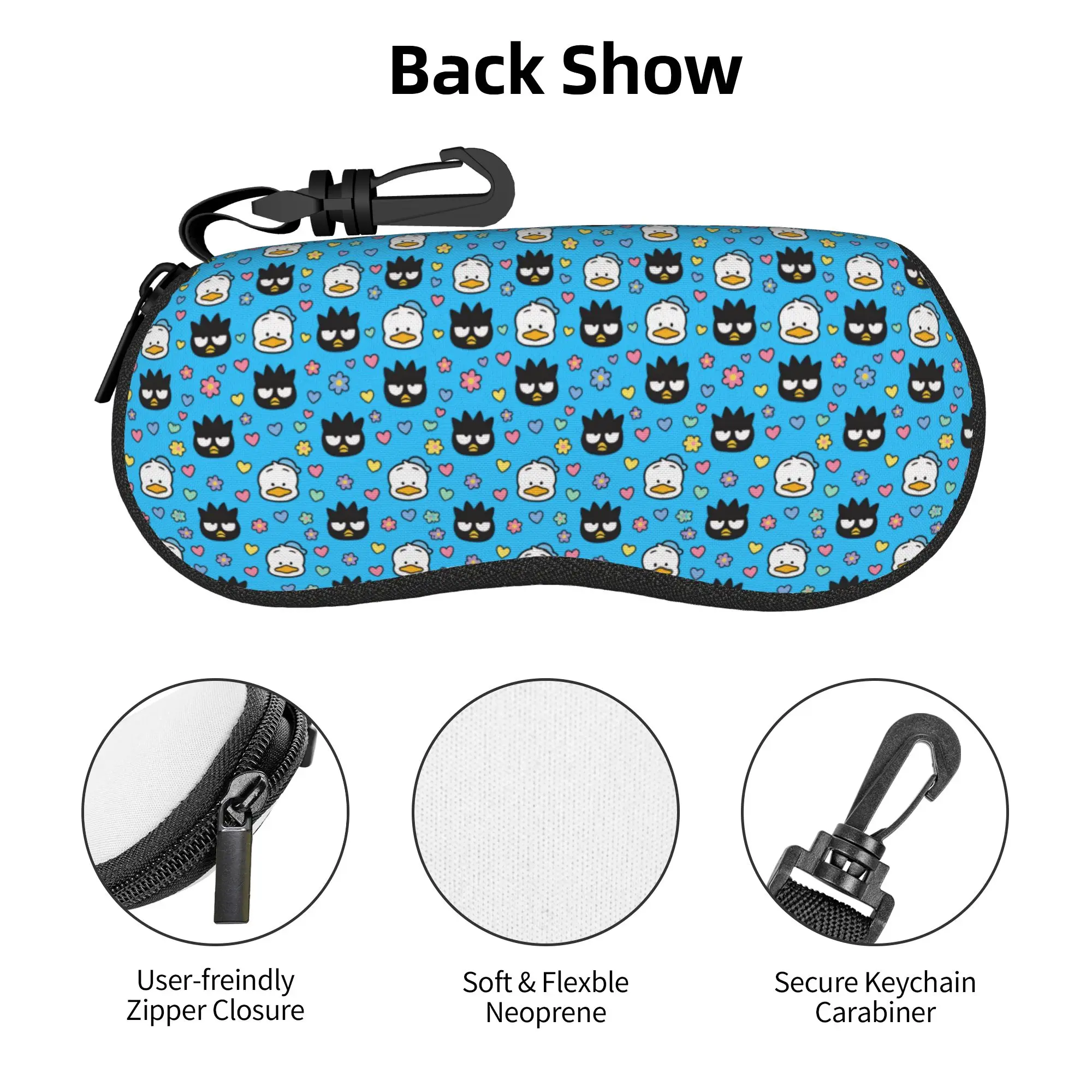 BAD Badtz Maru Pekkle Hearts - Estuche para gafas con diseño de flores y concha, para hombre y mujer, estuche para gafas de sol, bolsa para gafas de sol