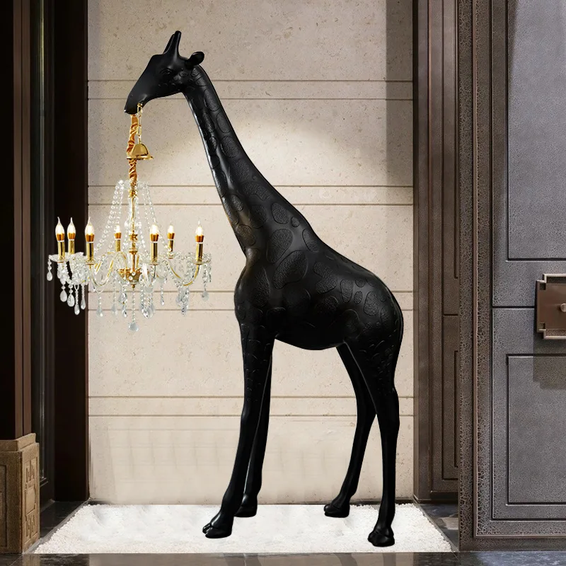 Large art giraffe sculpture animal ornament floor lamp ornament standing lamp