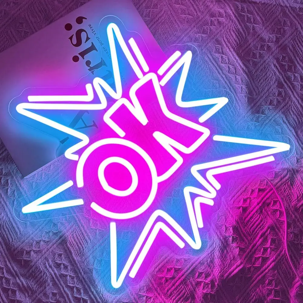 OK LED Neon - Transparent Acrylic Design, USB Powered Dimmable LED Neon, Suitable for Office, Cafe, Party Wall Art