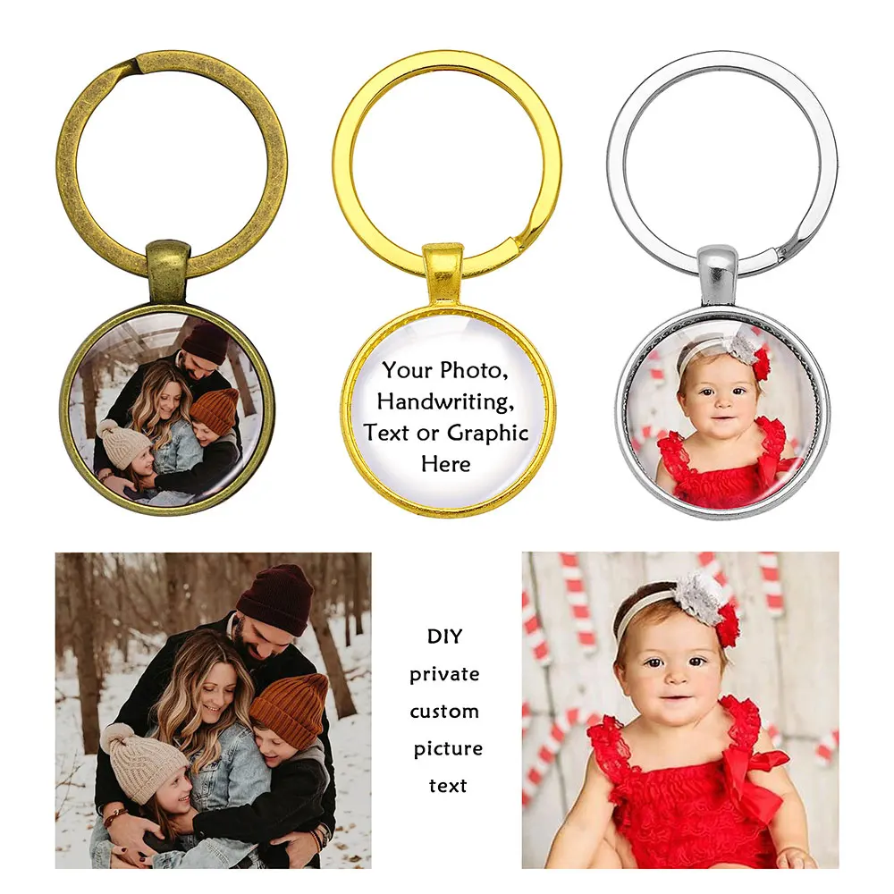 

Special Custom Keychain Personalized Photo Glass Cabochon Keyring Jewelry Gift Key Holder Chain Ring For Women Men Bag Car