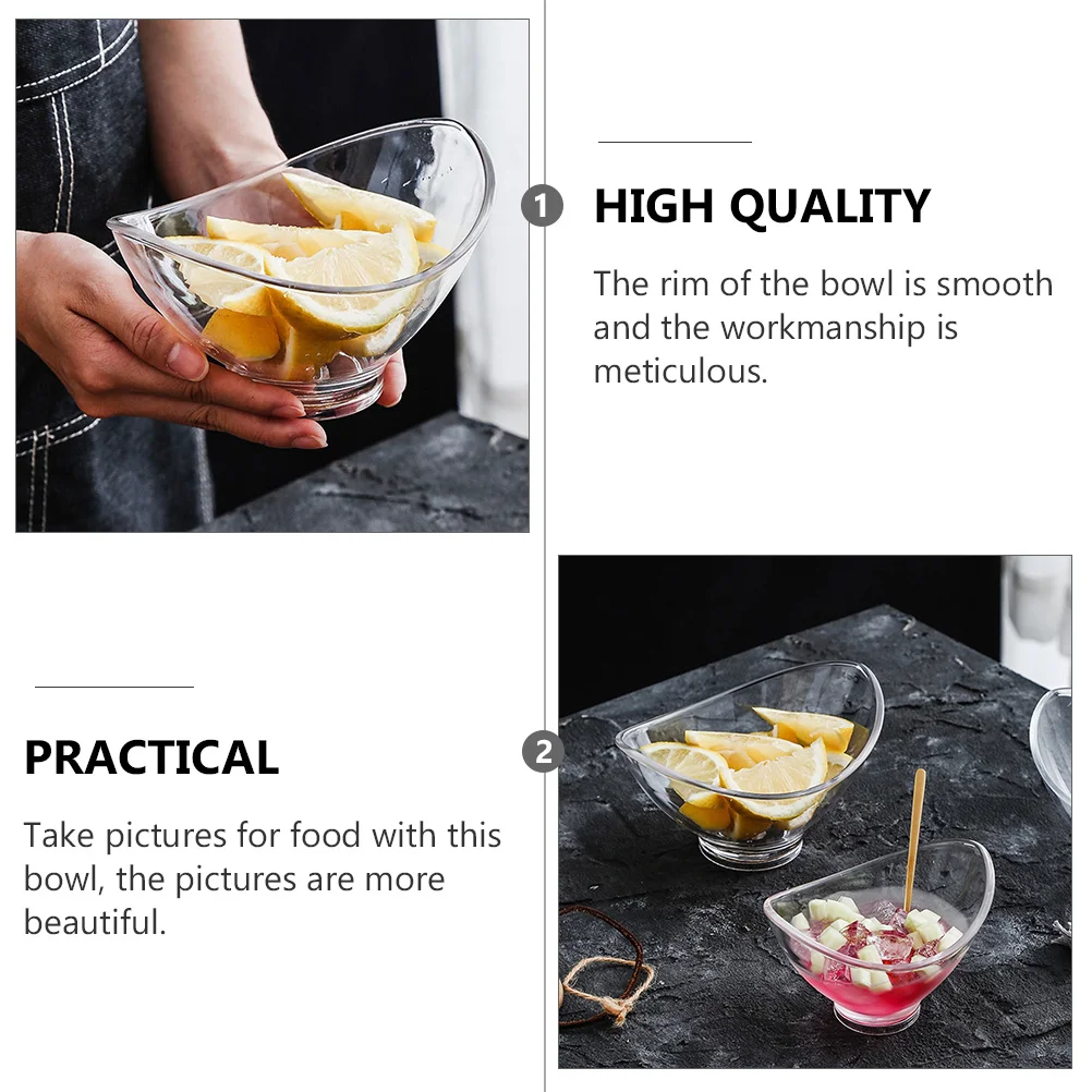 

4pcs Acrylic Yuanbao Transparent Dessert Serving Bowl For Food Storage Oats Yogurt Ice Cream Fruit Salad Multi-Purpose Household