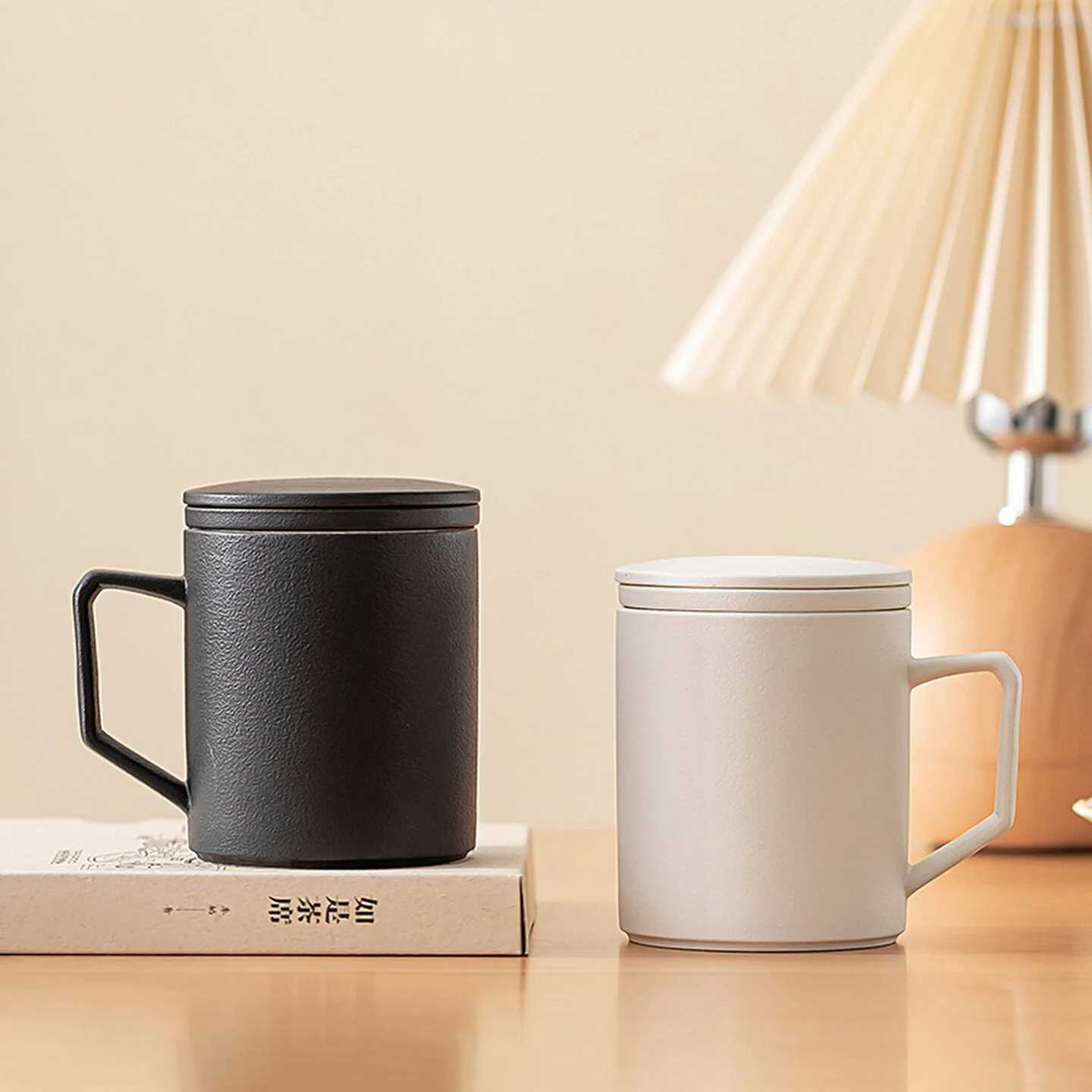 Taza de Cerámica con Filtro y Tapa para Separar el Té, 360 ml, Color Sólido, Mate, para Oficina, Botella de Agua, Taza Infusora para Uso Diario