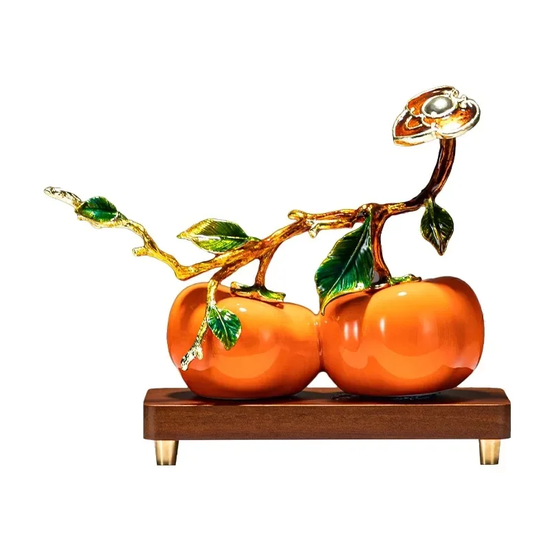 Enamel color persimmon Ruyi, persimmon high-end ornament
