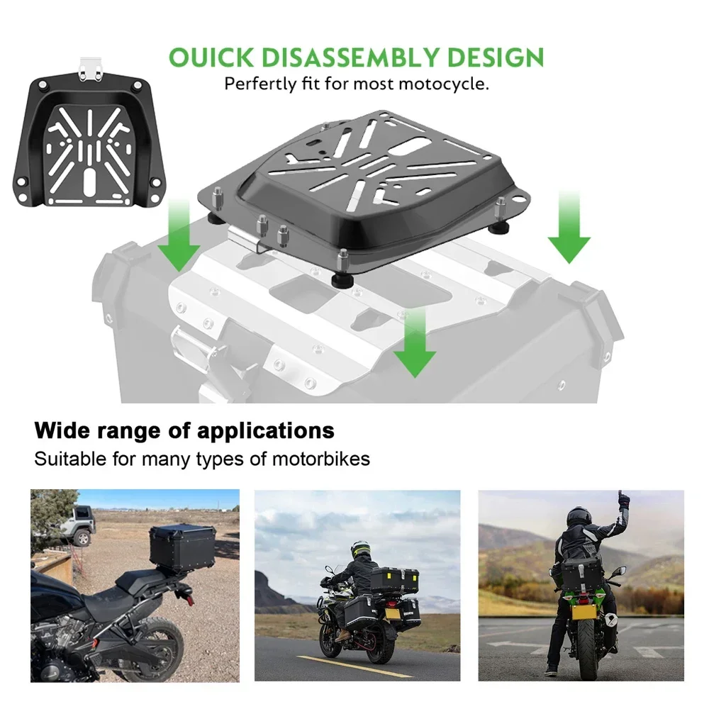 2024 Universal CNC Aluminum Motorcycle Helmet Box with Backrest Top Case Trunk Aluminum Alloy Trunk Rear Storage Tool Cases Lock