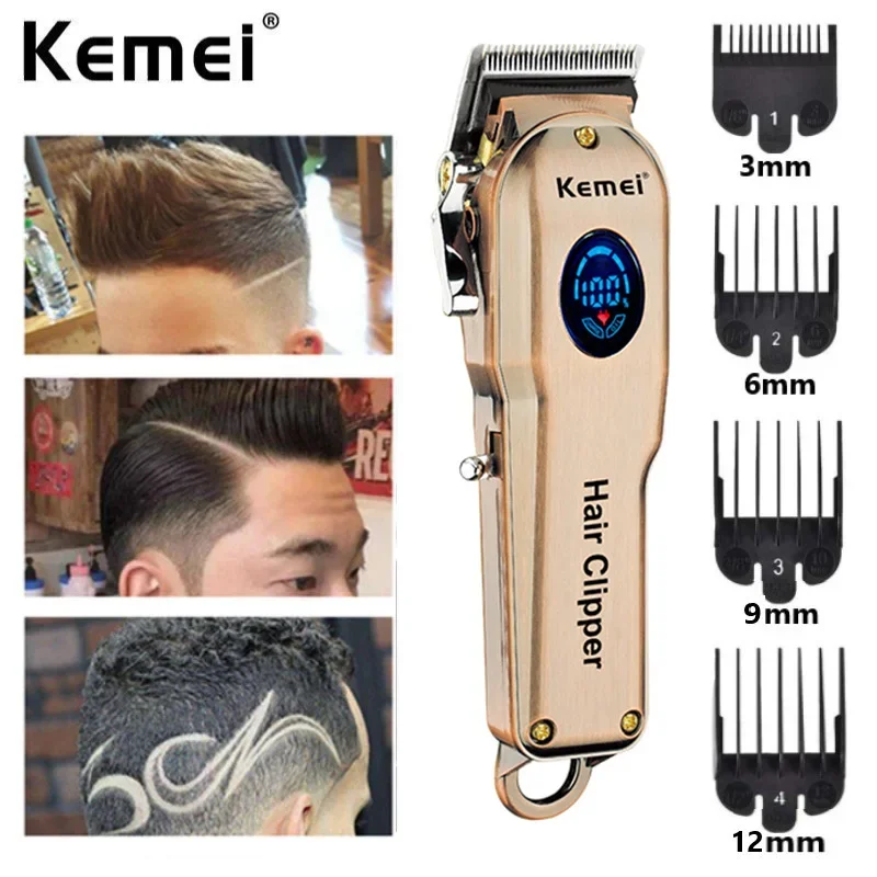 Kemei Professional Hair Clipper Men Electric Cordless Trimmer Adjustable Metal Cutter Hair Cutting Machine Barber Shop KM-2002