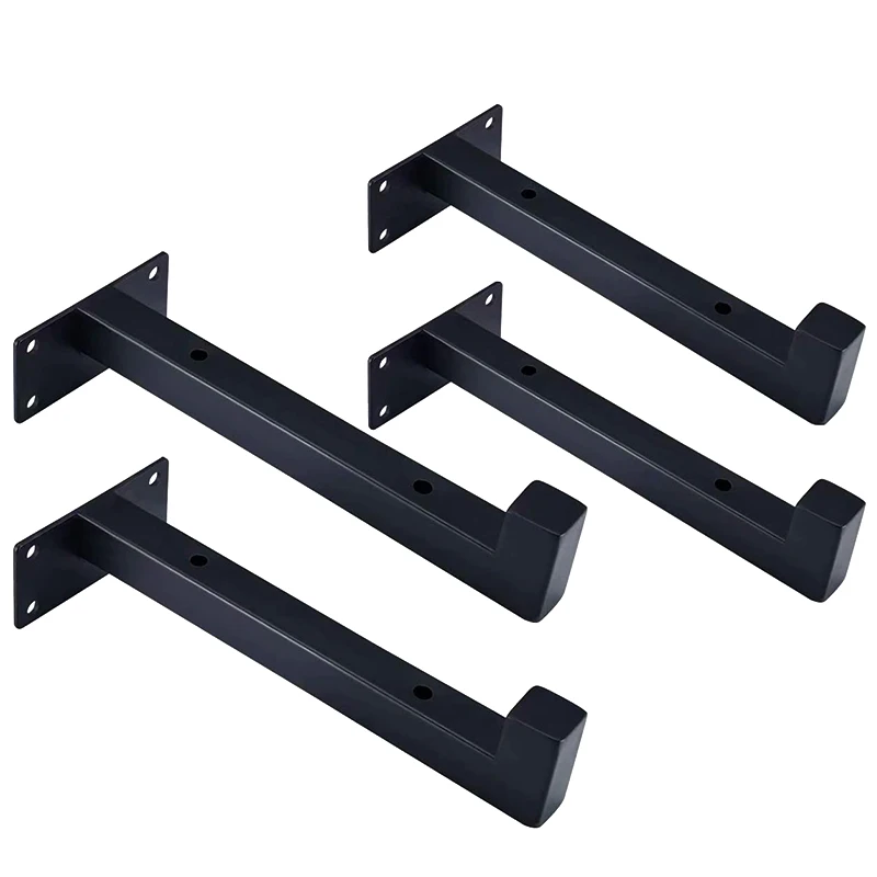 Floating Shelf Brackets,Black Heavy Duty Folding Wall Shelving Metal Shelf Bracket,Wall Shelf Brackets Decorative,4 Pack