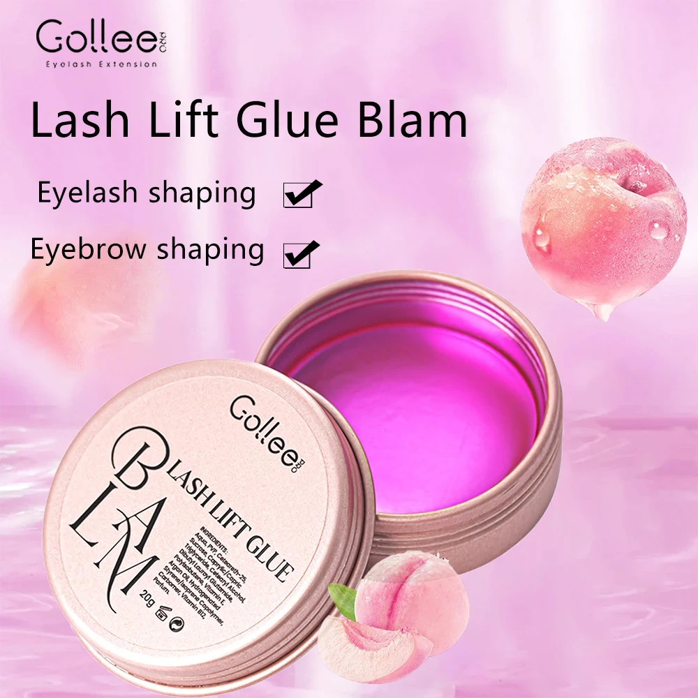 Gollee Lash Lift Glue Blam for Eyelash Lifting Eyebrow Fixing Wax Non-irritating Strong Fixative Peach Scent Eyebrow Gel Solid