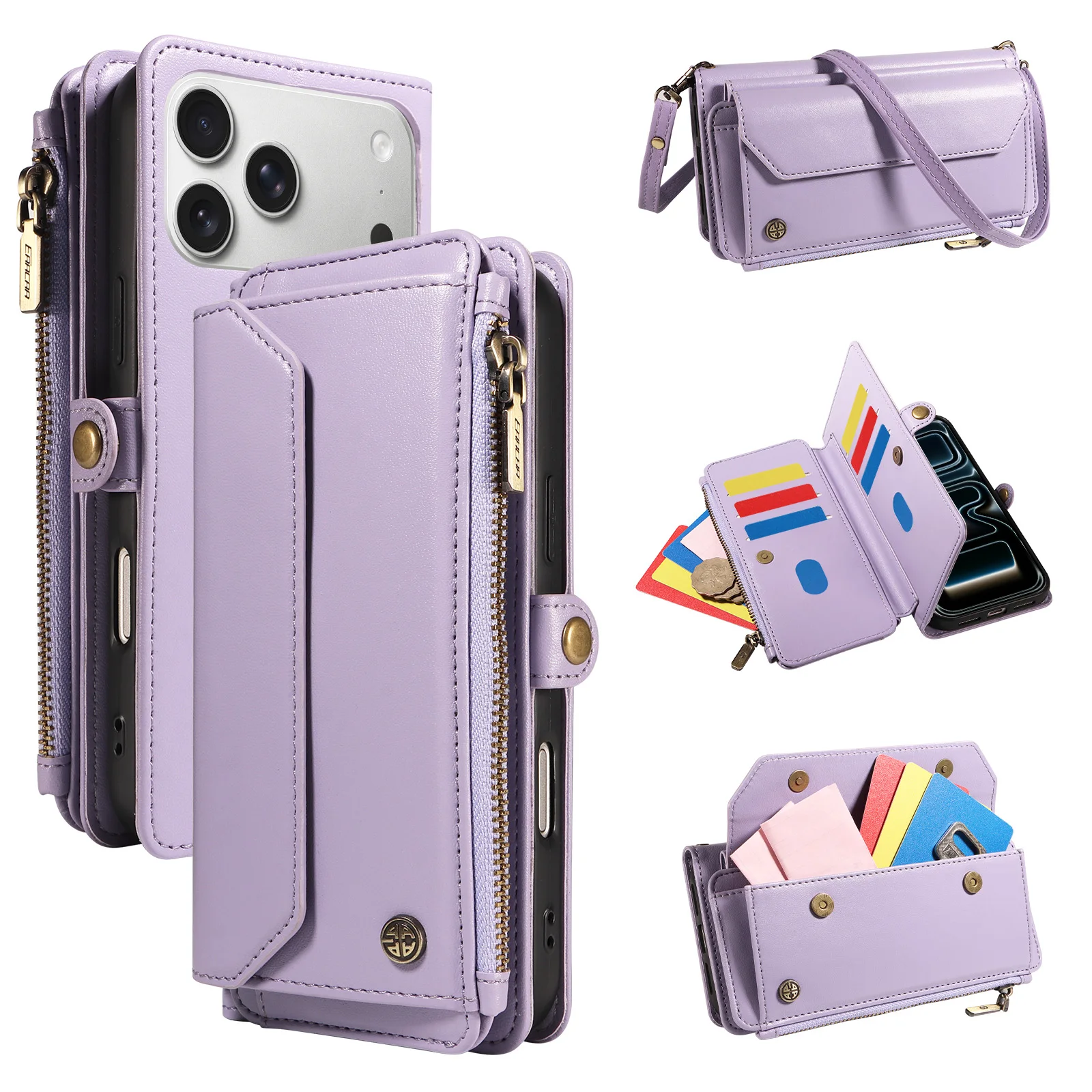 Faux Leather Phone Case for POCO M6 Pro Poco X6 Poco X3 Pro with Multi-Card Slot Kickstand & Built-in Lanyard Wallet Phone Cover