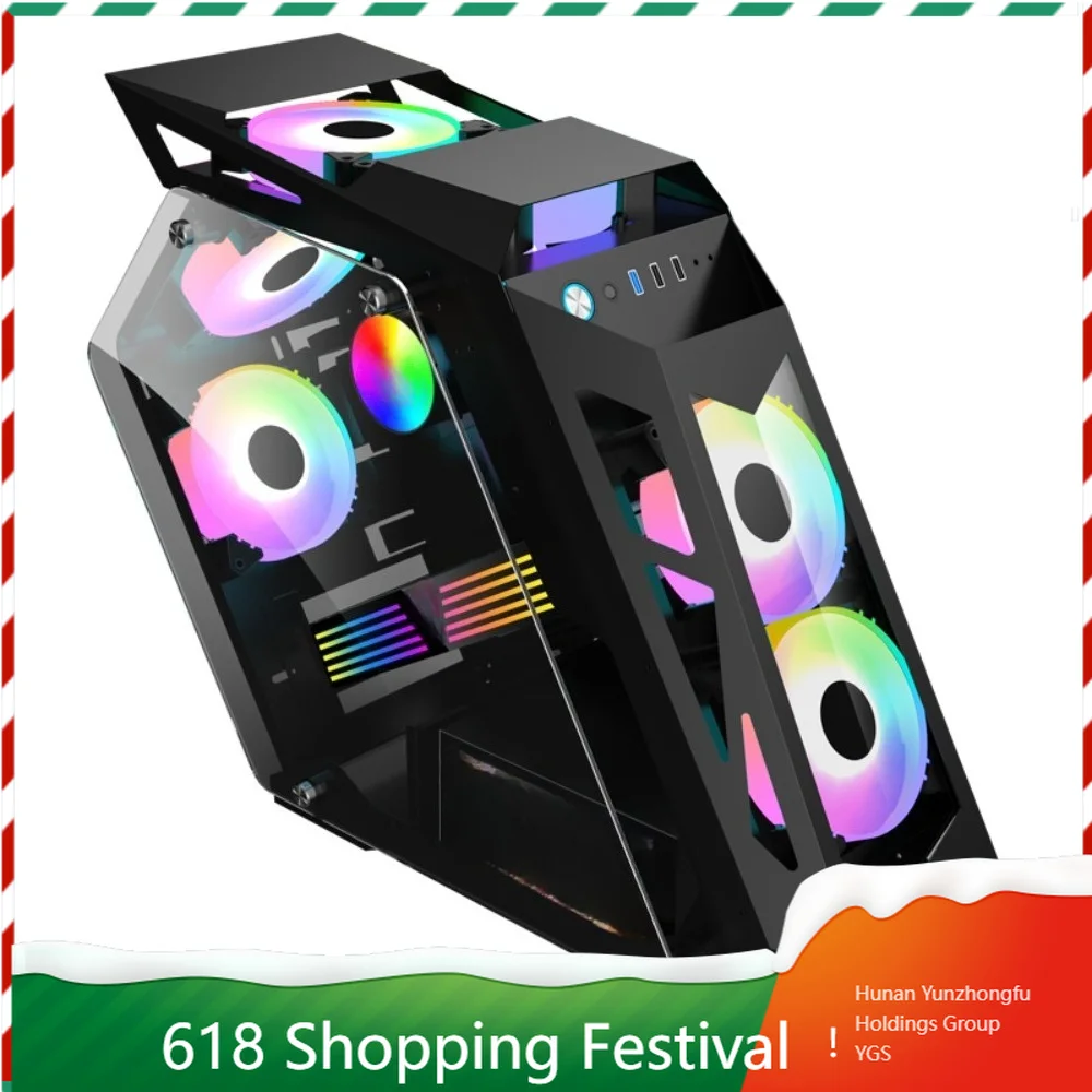 Stylish Irregular Gaming Chassis Water Cooling Ready Desktop Shell For Home And Cyber Cafe