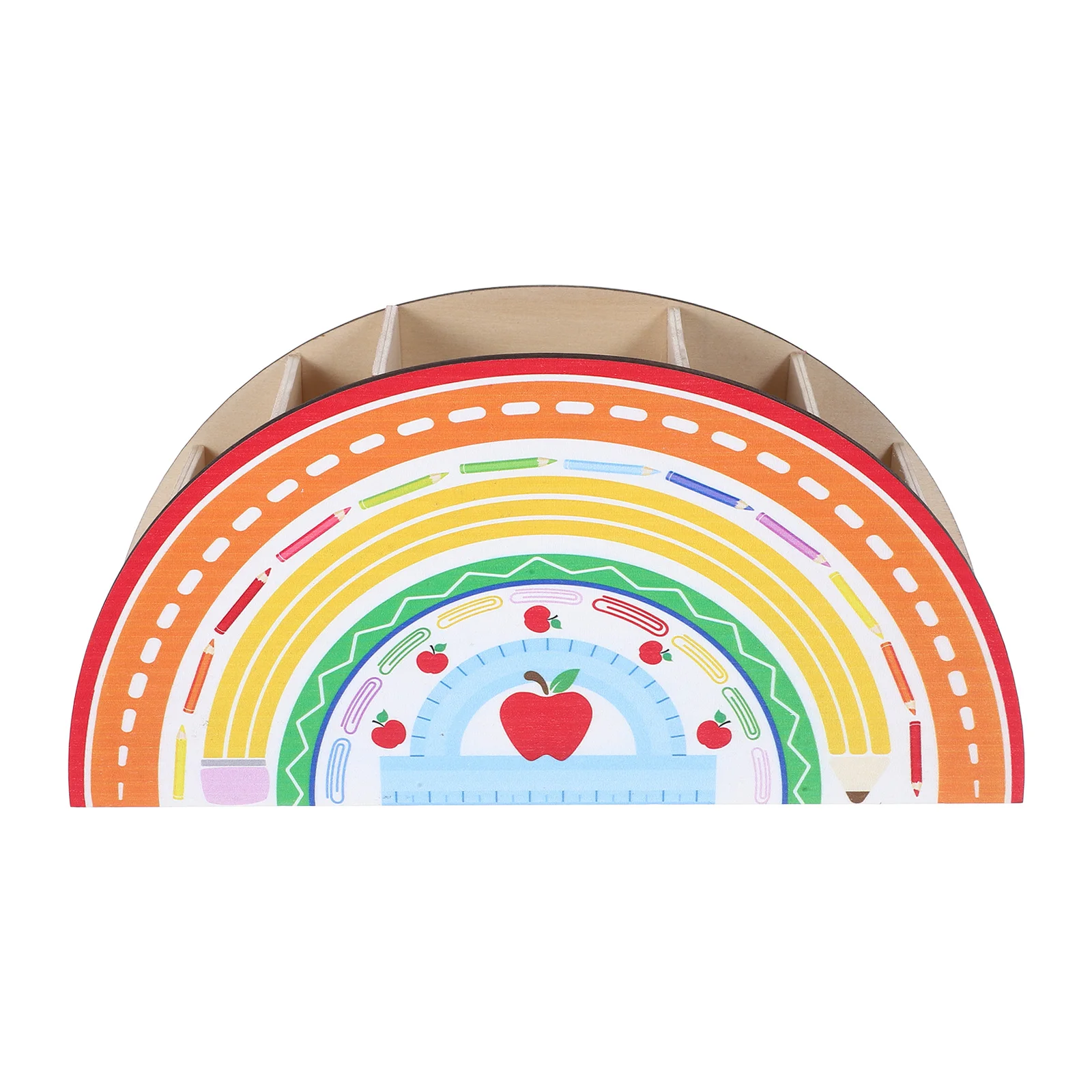 

Wooden Rainbow Pen Holder Desk Organizer Compact Size for Tidy Workspace Unique Colorful Design Art Supply Storage