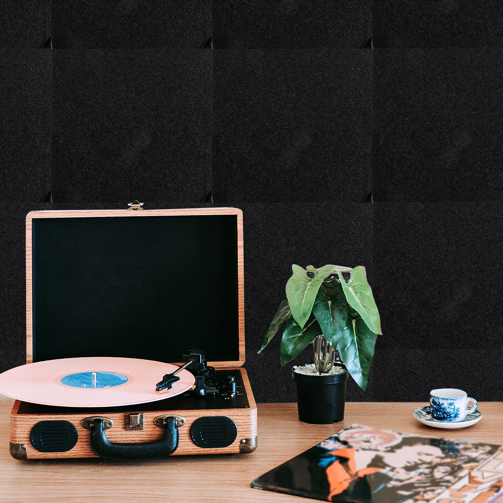 4 قطعة لوحات عازلة للصوت امتصاص الصوت استوديو تسجيل علاجات الحائط الحد من الضوضاء كتل عزل الصوت الأسود رغوة #2