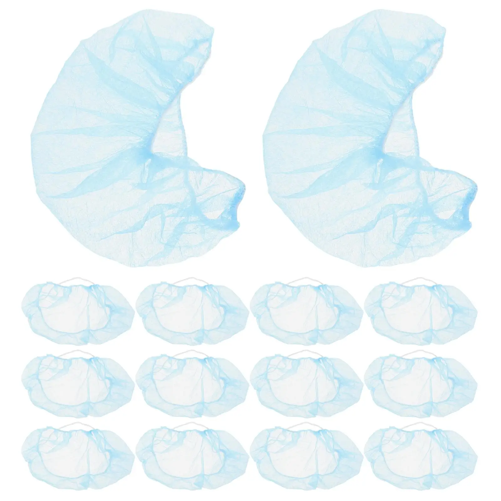 100 Pcs Beard Cover Net with Loops Covers for Men Food Service Guards Cap Sky-blue Kit Nets