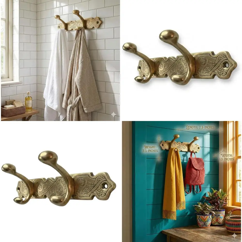 

Прочная латунная настенная вешалка-крючок — премиальное золотое покрытие, крючки для полотенец и головных уборов для стильной организации дома