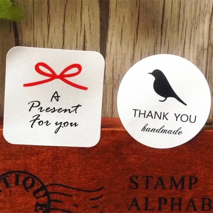 80PCS/lot Vintage Bird's For You+Thank You series kraft paper seal sticker for baking DIY Package label Decoration label sticker