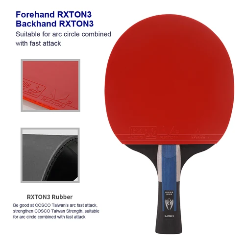 Imagen 2 del producto Raqueta de tenis de mesa LOKI KIRIN K7, raqueta de Ping Pong prefabricada de fibra de carbono con goma de tenis de mesa RXTON 3 Pips-in aprobada por ITTF