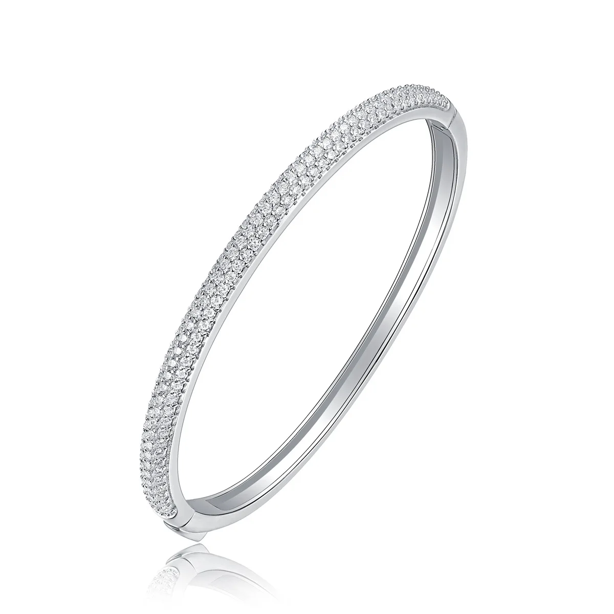 

ZYLIFELOVE 925 Silver 1 ct Excellent Cut Round D Color Pass Diamond Test Moissanite Hoop Bracelet Classic Wedding Bracelet