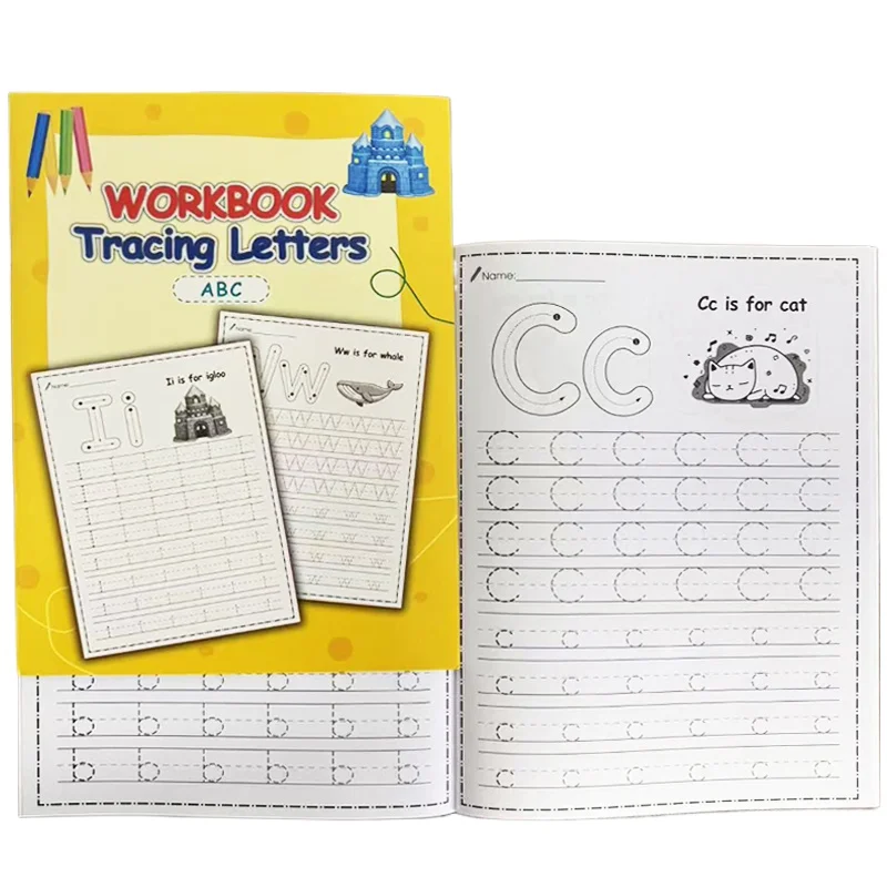 Pen Control English ABC Letter Workbook Uppercase Lowercase Letters Practice Exercise Activity Book Fun Illustrations 32 Pages