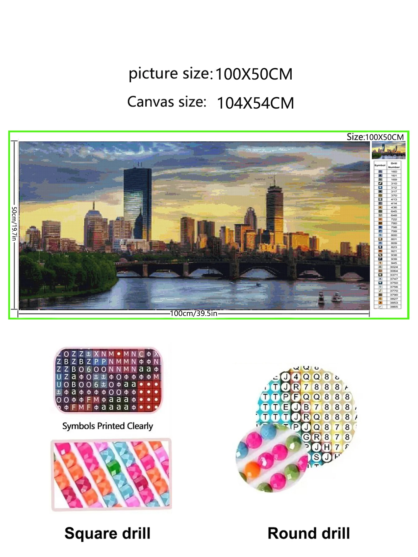 Diy 5D Diamond Painting Back Bay Boston Skyline on A Summer Art Full Diamond Mosaic Embroidery Cross Stitch Kits For Home Decor