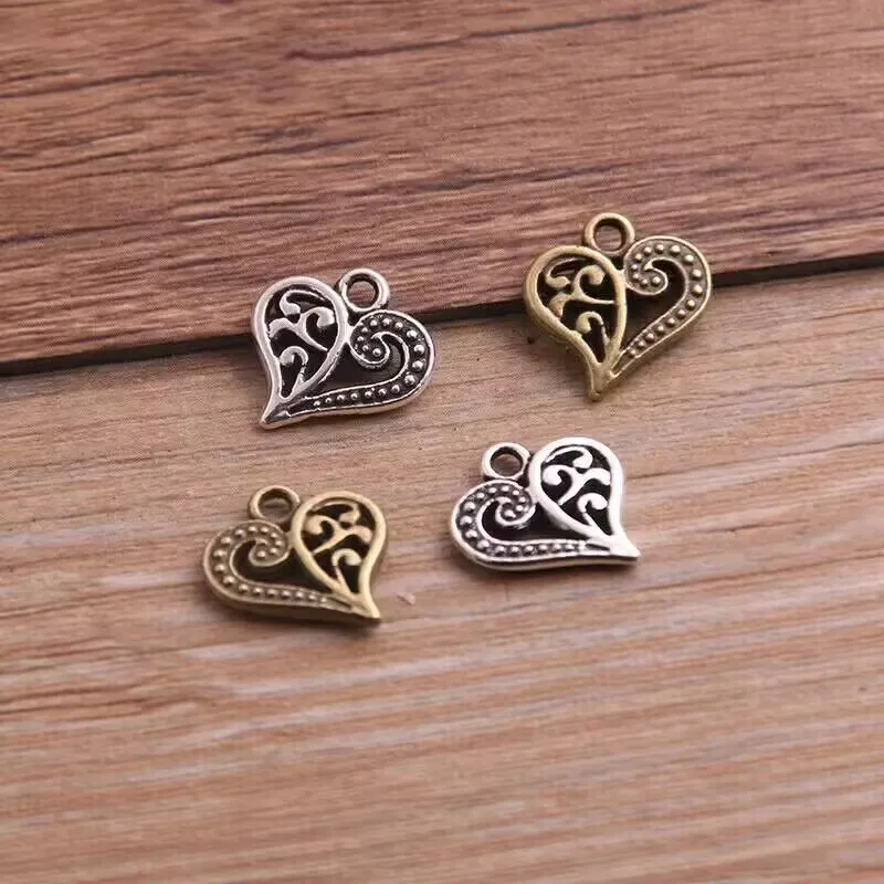 

20PCS 14 * 14mm Alloy Jewelry Accessories Heart Hollow Out Pendant