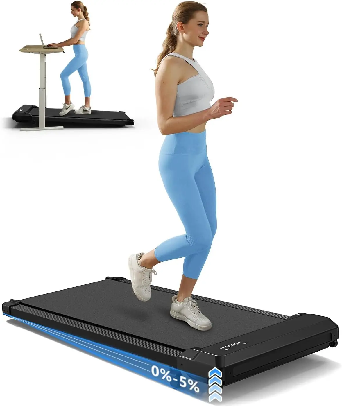 

Walking Pad Treadmill with Incline,Under Desk Treadmill with Incline 2 in 1 for Walking and Jogging,2.5HP Compact Incline Walkin