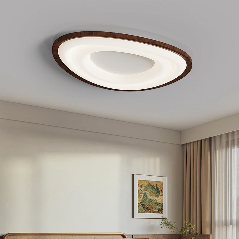 3 Heads Ceiling Light LED Walnut Bedroom Lighting Living Room Cream White Balcony Indoor Simple Light Home Interior Decor Lamp