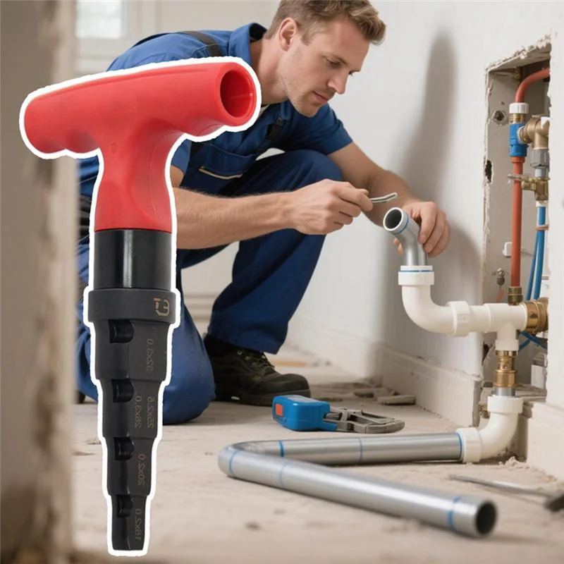 Abmi-ferramenta de rebarbação de tubulação 4 em 1 catraca giratória ajuste 0.6-1.25 em chanfradura interna multi-camada calibração reamer,