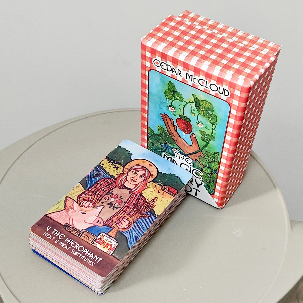 The Magic Pantry Tarot Deck, Cartas del Tarot con Temática de Comida en Acuarela para Cocineros Caseros y Amantes de la Gastronomía, Cartulina con Doble Relieve, 12*7cm