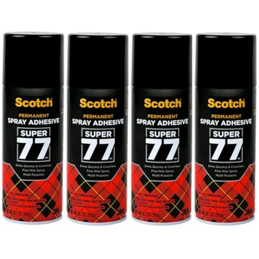 

Super 77 Multipurpose Adhesive Spray, Bonds to Fabric, Cardboard, Plastic, Metal, Wood, Felt, and More, 0.7 oz 776