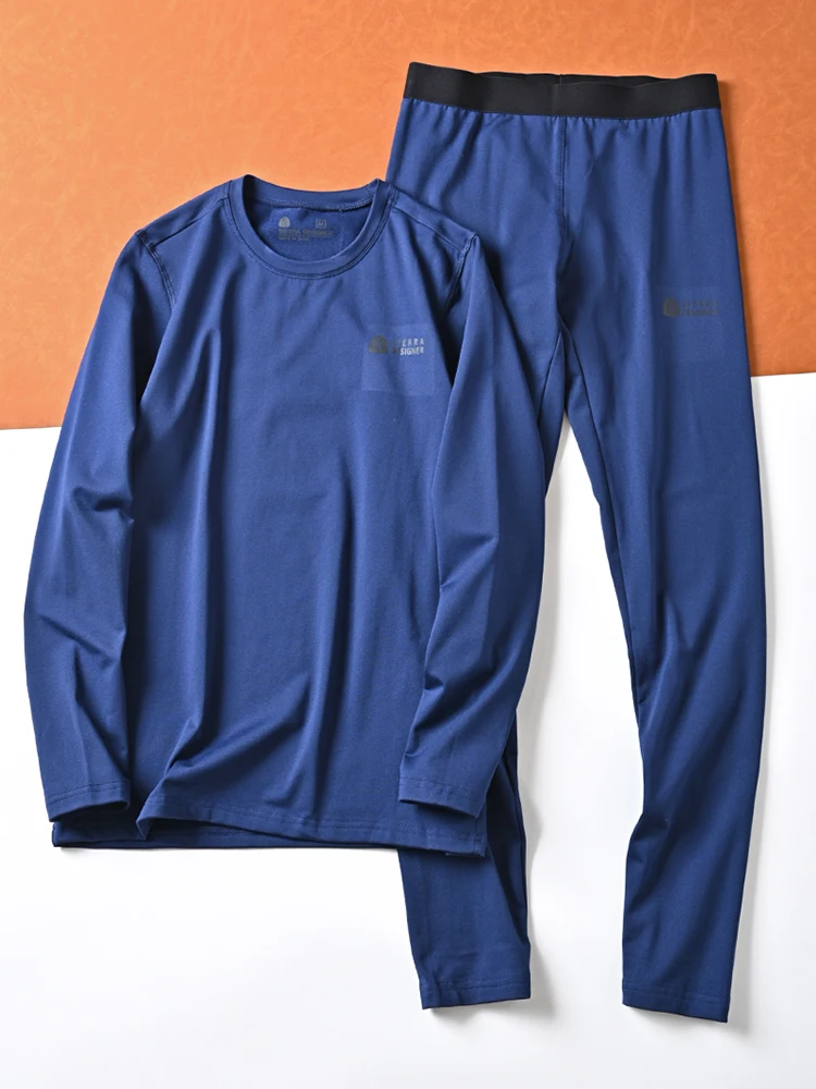 

Men's Outdoor Functional Thermal Underwear Set High Elasticity Fleece Lined Thickened round Neck Home Clothes for Winter