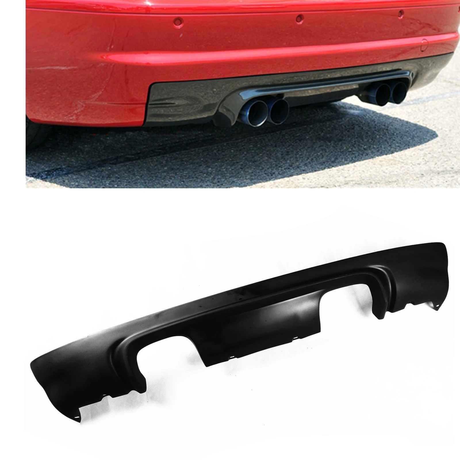 

Rear Lower Bumper Diffuser Lip Boot Spoiler Plate Exhaust Bracket Splitter For BMW E46 M3 2000-2006 2 Door