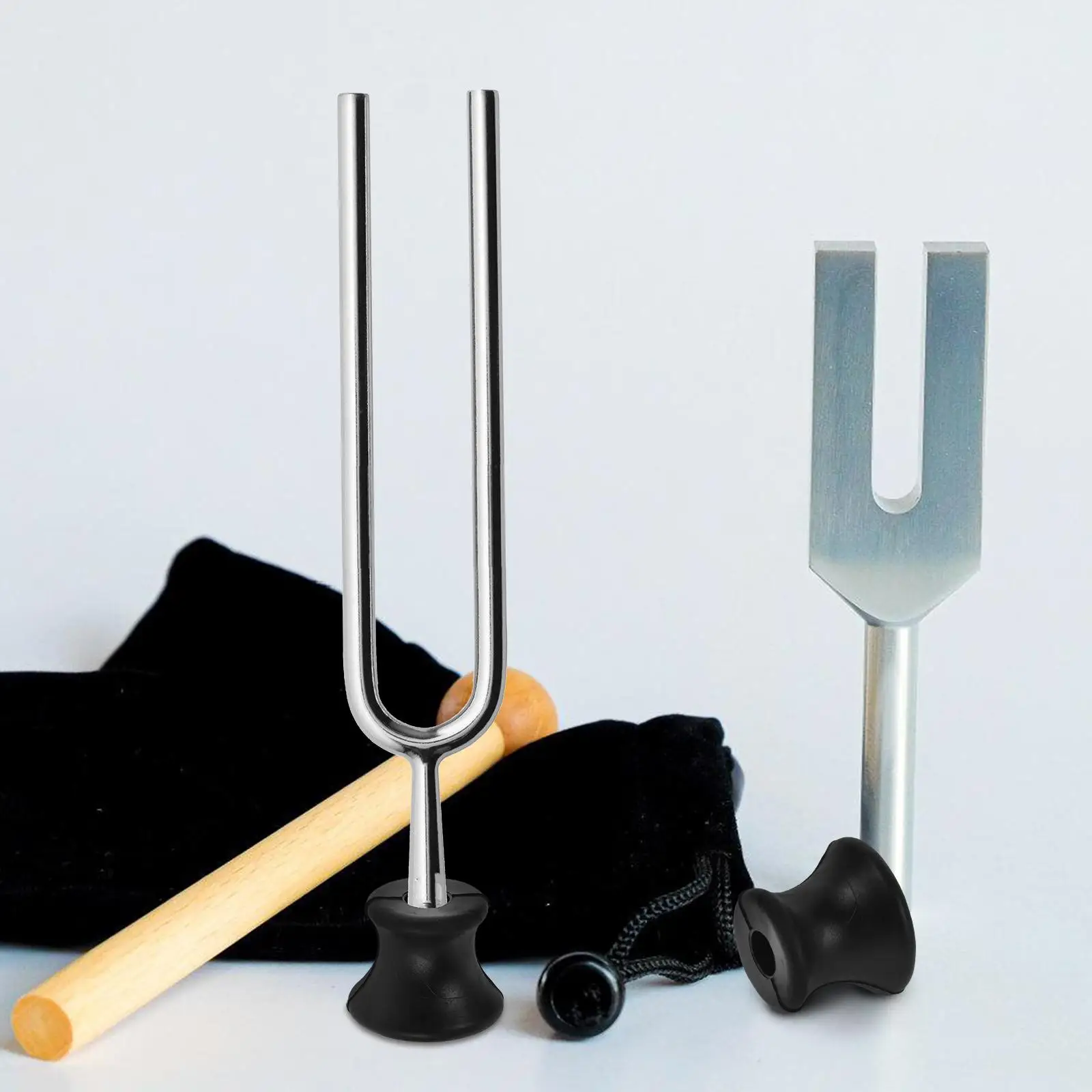 2 Pcs Rubber Tuning Fork Holder Sound Therapy Instruments Meditation Music Black Red Durable Stable Portable Storage Speaker